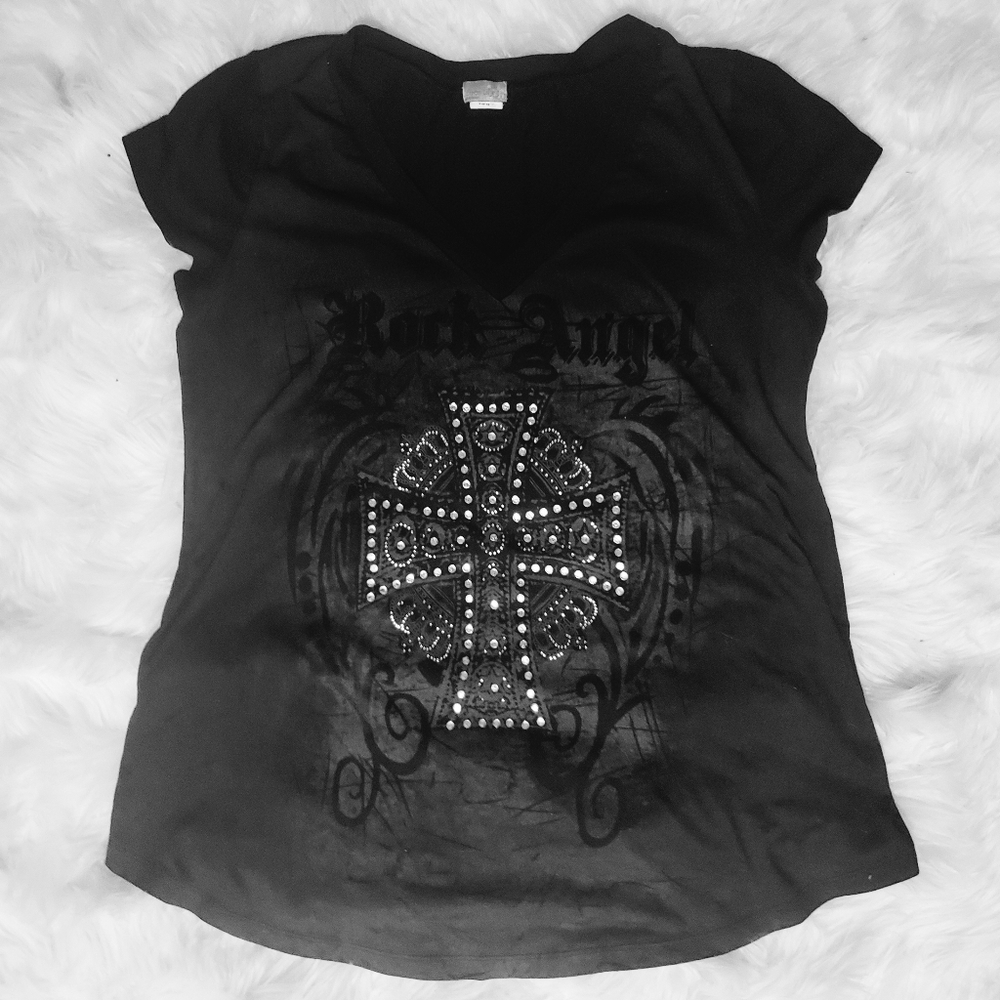 SIREN LILY Rock Angel Bling Rhinestone Top Large